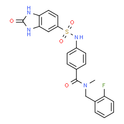 ChemSpider 2D Image | N-(2-Fluorobenzyl)-N-methyl-4-{[(2-oxo-2,3-dihydro-1H-benzimidazol-5-yl)sulfonyl]amino}benzamide | C22H19FN4O4S