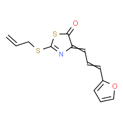 ChemSpider 2D Image | 2-(Allylsulfanyl)-4-[3-(2-furyl)-2-propen-1-ylidene]-1,3-thiazol-5(4H)-one | C13H11NO2S2
