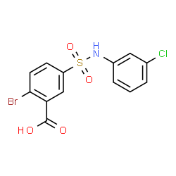 ChemSpider 2D Image | 2-Bromo-5-[(3-chlorophenyl)sulfamoyl]benzoic acid | C13H9BrClNO4S