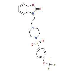 ChemSpider 2D Image | 3-[2-(4-{[4-(Trifluoromethoxy)phenyl]sulfonyl}-1-piperazinyl)ethyl]-1,3-benzoxazol-2(3H)-one | C20H20F3N3O5S