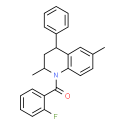 ChemSpider 2D Image | (2,6-Dimethyl-4-phenyl-3,4-dihydro-1(2H)-quinolinyl)(2-fluorophenyl)methanone | C24H22FNO