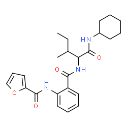 ChemSpider 2D Image | N-Cyclohexyl-N~2~-[2-(2-furoylamino)benzoyl]isoleucinamide | C24H31N3O4