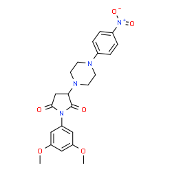 ChemSpider 2D Image | 1-(3,5-Dimethoxyphenyl)-3-[4-(4-nitrophenyl)-1-piperazinyl]-2,5-pyrrolidinedione | C22H24N4O6