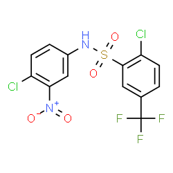 ChemSpider 2D Image | 2-Chloro-N-(4-chloro-3-nitrophenyl)-5-(trifluoromethyl)benzenesulfonamide | C13H7Cl2F3N2O4S