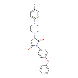 ChemSpider 2D Image | 3-[4-(4-Fluorophenyl)-1-piperazinyl]-1-(4-phenoxyphenyl)-2,5-pyrrolidinedione | C26H24FN3O3