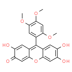 ChemSpider 2D Image | 2,6,7-Trihydroxy-9-(2,4,5-trimethoxyphenyl)-3H-xanthen-3-one | C22H18O8