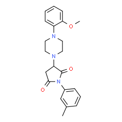 ChemSpider 2D Image | 3-[4-(2-Methoxy-phenyl)-piperazin-1-yl]-1-m-tolyl-pyrrolidine-2,5-dione | C22H25N3O3