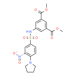 ChemSpider 2D Image | Dimethyl 5-({[3-nitro-4-(1-pyrrolidinyl)phenyl]sulfonyl}amino)isophthalate | C20H21N3O8S