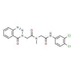 ChemSpider 2D Image | N-(3,4-Dichlorophenyl)-N~2~-methyl-N~2~-[(4-oxo-1,2,3-benzotriazin-3(4H)-yl)acetyl]glycinamide | C18H15Cl2N5O3