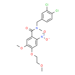 ChemSpider 2D Image | N-(3,4-Dichlorobenzyl)-5-methoxy-4-(2-methoxyethoxy)-N-methyl-2-nitrobenzamide | C19H20Cl2N2O6