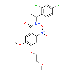 ChemSpider 2D Image | N-[1-(2,4-Dichlorophenyl)ethyl]-5-methoxy-4-(2-methoxyethoxy)-2-nitrobenzamide | C19H20Cl2N2O6