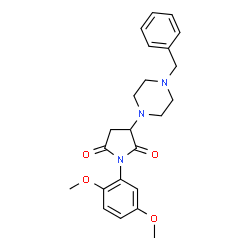 ChemSpider 2D Image | 3-(4-Benzyl-1-piperazinyl)-1-(2,5-dimethoxyphenyl)-2,5-pyrrolidinedione | C23H27N3O4