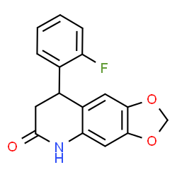 ChemSpider 2D Image | 8-(2-Fluorophenyl)-7,8-dihydro[1,3]dioxolo[4,5-g]quinolin-6(5H)-one | C16H12FNO3