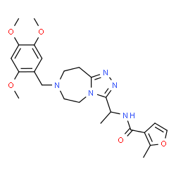 ChemSpider 2D Image | 2-Methyl-N-{1-[7-(2,4,5-trimethoxybenzyl)-6,7,8,9-tetrahydro-5H-[1,2,4]triazolo[4,3-d][1,4]diazepin-3-yl]ethyl}-3-furamide | C24H31N5O5