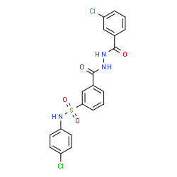 ChemSpider 2D Image | 3-{[2-(3-Chlorobenzoyl)hydrazino]carbonyl}-N-(4-chlorophenyl)benzenesulfonamide | C20H15Cl2N3O4S