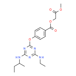 ChemSpider 2D Image | 2-methoxy-2-oxoethyl 4-(4-(sec-butylamino)-6-(ethylamino)-1,3,5-triazin-2-yloxy)benzoate | C19H25N5O5