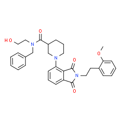 ChemSpider 2D Image | N-Benzyl-N-(2-hydroxyethyl)-1-{2-[2-(2-methoxyphenyl)ethyl]-1,3-dioxo-2,3-dihydro-1H-isoindol-4-yl}-3-piperidinecarboxamide | C32H35N3O5