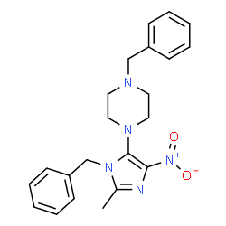 ChemSpider 2D Image | 1-Benzyl-4-(1-benzyl-2-methyl-4-nitro-1H-imidazol-5-yl)piperazine | C22H25N5O2