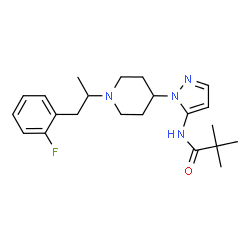 ChemSpider 2D Image | N-(1-{1-[1-(2-Fluorophenyl)-2-propanyl]-4-piperidinyl}-1H-pyrazol-5-yl)-2,2-dimethylpropanamide | C22H31FN4O