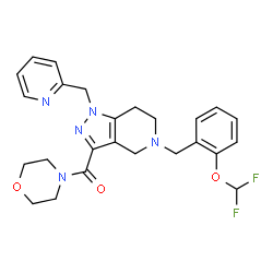 ChemSpider 2D Image | {5-[2-(Difluoromethoxy)benzyl]-1-(2-pyridinylmethyl)-4,5,6,7-tetrahydro-1H-pyrazolo[4,3-c]pyridin-3-yl}(4-morpholinyl)methanone | C25H27F2N5O3