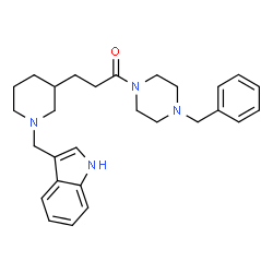 ChemSpider 2D Image | 1-(4-Benzyl-1-piperazinyl)-3-[1-(1H-indol-3-ylmethyl)-3-piperidinyl]-1-propanone | C28H36N4O