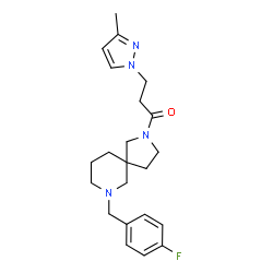 ChemSpider 2D Image | 1-[7-(4-Fluorobenzyl)-2,7-diazaspiro[4.5]dec-2-yl]-3-(3-methyl-1H-pyrazol-1-yl)-1-propanone | C22H29FN4O