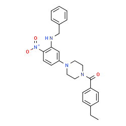 ChemSpider 2D Image | {4-[3-(Benzylamino)-4-nitrophenyl]-1-piperazinyl}(4-ethylphenyl)methanone | C26H28N4O3