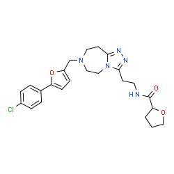 ChemSpider 2D Image | N-[2-(7-{[5-(4-Chlorophenyl)-2-furyl]methyl}-6,7,8,9-tetrahydro-5H-[1,2,4]triazolo[4,3-d][1,4]diazepin-3-yl)ethyl]tetrahydro-2-furancarboxamide | C24H28ClN5O3