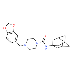 ChemSpider 2D Image | N-(Adamantan-1-yl)-4-(1,3-benzodioxol-5-ylmethyl)-1-piperazinecarboxamide | C23H31N3O3