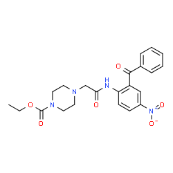 ChemSpider 2D Image | Ethyl 4-{2-[(2-benzoyl-4-nitrophenyl)amino]-2-oxoethyl}-1-piperazinecarboxylate | C22H24N4O6