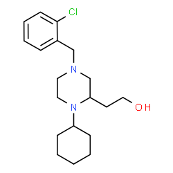 ChemSpider 2D Image | 2-[4-(2-Chlorobenzyl)-1-cyclohexyl-2-piperazinyl]ethanol | C19H29ClN2O