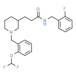 ChemSpider 2D Image | 3-{1-[2-(Difluoromethoxy)benzyl]-3-piperidinyl}-N-(2-fluorobenzyl)propanamide | C23H27F3N2O2