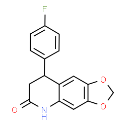 ChemSpider 2D Image | 8-(4-Fluorophenyl)-7,8-dihydro[1,3]dioxolo[4,5-g]quinolin-6(5H)-one | C16H12FNO3