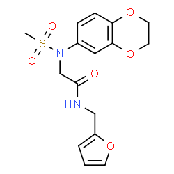 ChemSpider 2D Image | 2-[N-(2,3-dihydro-1,4-benzodioxin-6-yl)methanesulfonamido]-N-(furan-2-ylmethyl)acetamide | C16H18N2O6S
