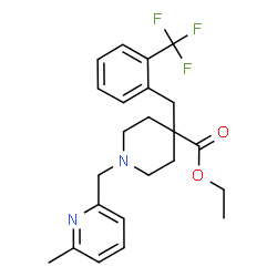ChemSpider 2D Image | Ethyl 1-[(6-methyl-2-pyridinyl)methyl]-4-[2-(trifluoromethyl)benzyl]-4-piperidinecarboxylate | C23H27F3N2O2