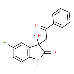 ChemSpider 2D Image | 5-Fluoro-3-hydroxy-3-(2-oxo-2-phenylethyl)-1,3-dihydro-2H-indol-2-one | C16H12FNO3