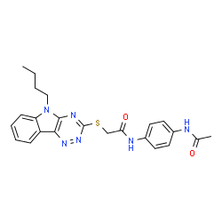 ChemSpider 2D Image | N-(4-Acetamidophenyl)-2-[(5-butyl-5H-[1,2,4]triazino[5,6-b]indol-3-yl)sulfanyl]acetamide | C23H24N6O2S