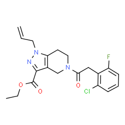 ChemSpider 2D Image | Ethyl 1-allyl-5-[(2-chloro-6-fluorophenyl)acetyl]-4,5,6,7-tetrahydro-1H-pyrazolo[4,3-c]pyridine-3-carboxylate | C20H21ClFN3O3