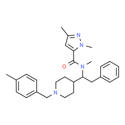ChemSpider 2D Image | N,1,3-Trimethyl-N-{1-[1-(4-methylbenzyl)-4-piperidinyl]-2-phenylethyl}-1H-pyrazole-5-carboxamide | C28H36N4O