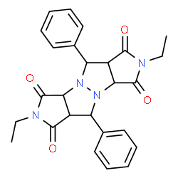 ChemSpider 2D Image | 2,7-Diethyl-5,10-diphenyltetrahydropyrrolo[3,4-c]pyrrolo[3',4':4,5]pyrazolo[1,2-a]pyrazole-1,3,6,8(2H,3aH,5H,7H)-tetrone | C26H26N4O4