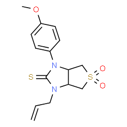 ChemSpider 2D Image | 1-Allyl-3-(4-methoxyphenyl)tetrahydro-1H-thieno[3,4-d]imidazole-2(3H)-thione 5,5-dioxide | C15H18N2O3S2