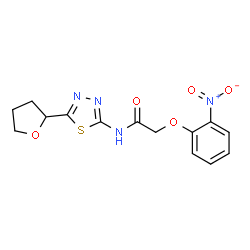 ChemSpider 2D Image | 2-(2-Nitrophenoxy)-N-[5-(tetrahydro-2-furanyl)-1,3,4-thiadiazol-2-yl]acetamide | C14H14N4O5S