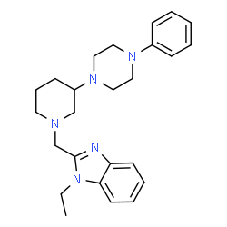ChemSpider 2D Image | 1-Ethyl-2-{[3-(4-phenyl-1-piperazinyl)-1-piperidinyl]methyl}-1H-benzimidazole | C25H33N5