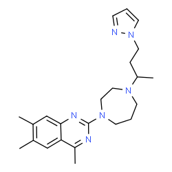 ChemSpider 2D Image | 4,6,7-Trimethyl-2-{4-[4-(1H-pyrazol-1-yl)-2-butanyl]-1,4-diazepan-1-yl}quinazoline | C23H32N6