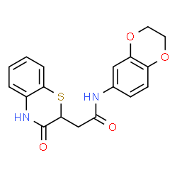 ChemSpider 2D Image | 2H-1,4-benzothiazine-2-acetamide, N-(2,3-dihydro-1,4-benzodioxin-6-yl)-3-hydroxy- | C18H16N2O4S