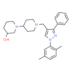 ChemSpider 2D Image | 1'-{[1-(2,5-Dimethylphenyl)-3-phenyl-1H-pyrazol-4-yl]methyl}-1,4'-bipiperidin-3-ol | C28H36N4O