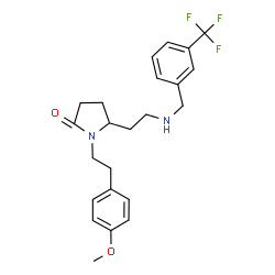 ChemSpider 2D Image | 1-[2-(4-Methoxyphenyl)ethyl]-5-(2-{[3-(trifluoromethyl)benzyl]amino}ethyl)-2-pyrrolidinone | C23H27F3N2O2