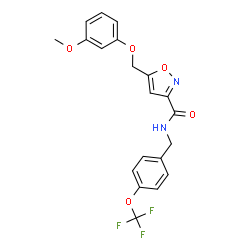 ChemSpider 2D Image | 5-[(3-Methoxyphenoxy)methyl]-N-[4-(trifluoromethoxy)benzyl]-1,2-oxazole-3-carboxamide | C20H17F3N2O5