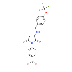 ChemSpider 2D Image | Methyl 4-(2,5-dioxo-3-{[4-(trifluoromethoxy)benzyl]amino}-1-pyrrolidinyl)benzoate | C20H17F3N2O5
