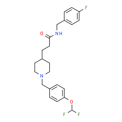 ChemSpider 2D Image | 3-{1-[4-(Difluoromethoxy)benzyl]-4-piperidinyl}-N-(4-fluorobenzyl)propanamide | C23H27F3N2O2
